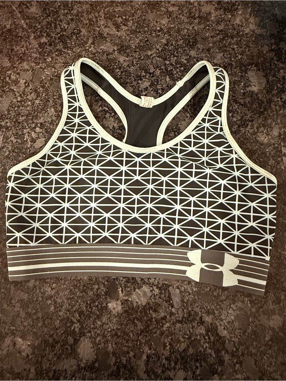 Under Armour Black & White Geometric Racerback Sports Bra